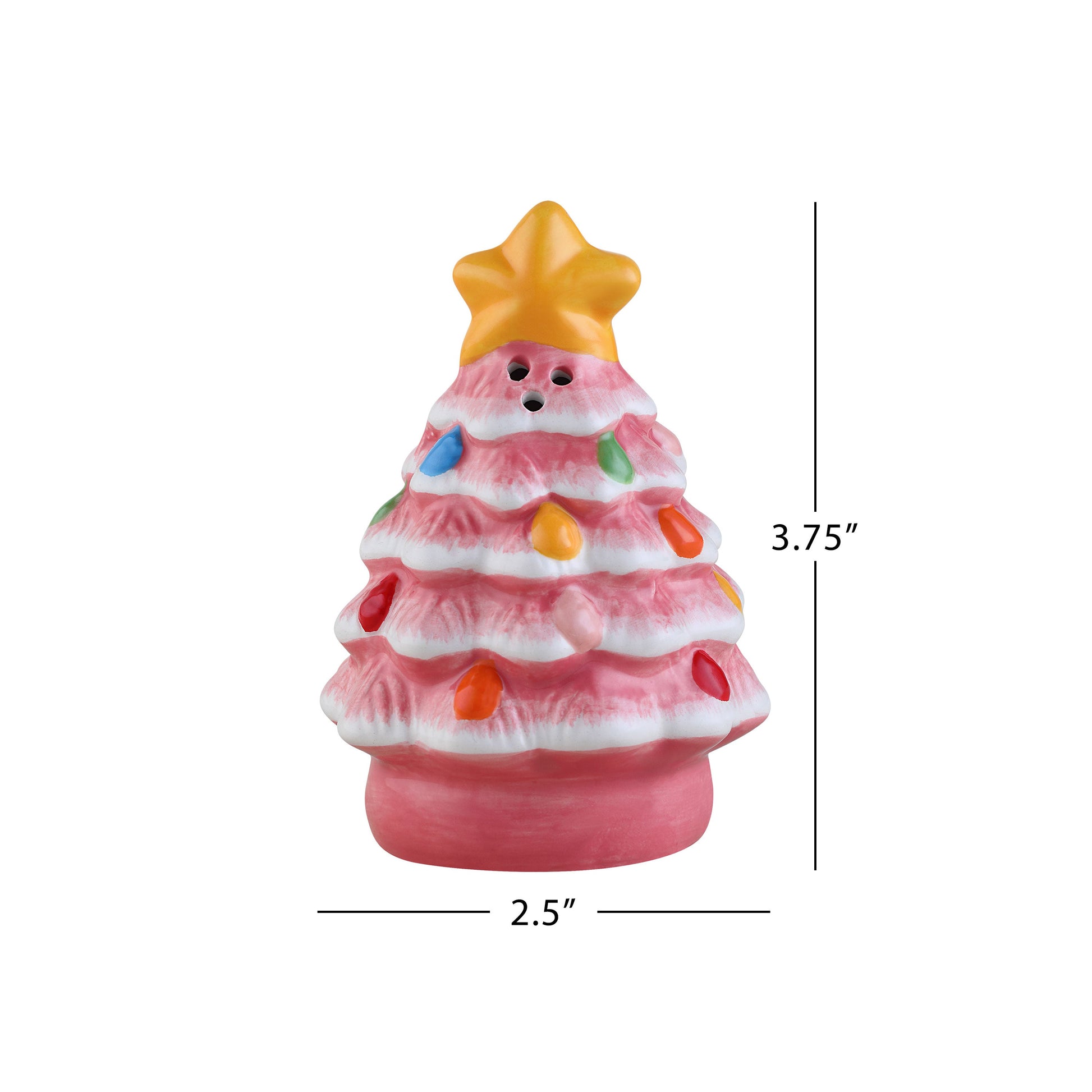 3.75" Nostalgic Ceramic Tree Salt & Pepper Shakers - Pink - Mr. Christmas