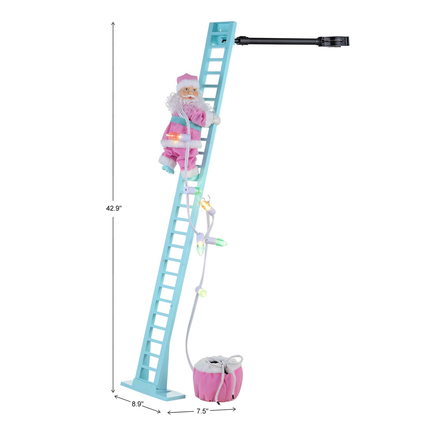43" Animated Pastel Super Climbing White Santa - Mr. Christmas
