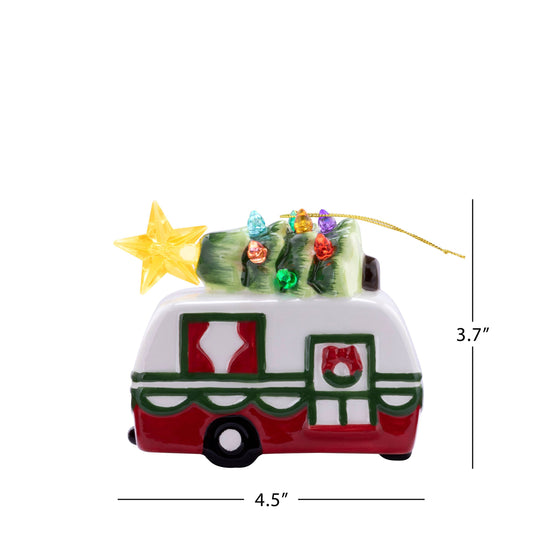 4.5" Set of 2 Ceramic Retro Vehicle Ornaments - Mr. Christmas