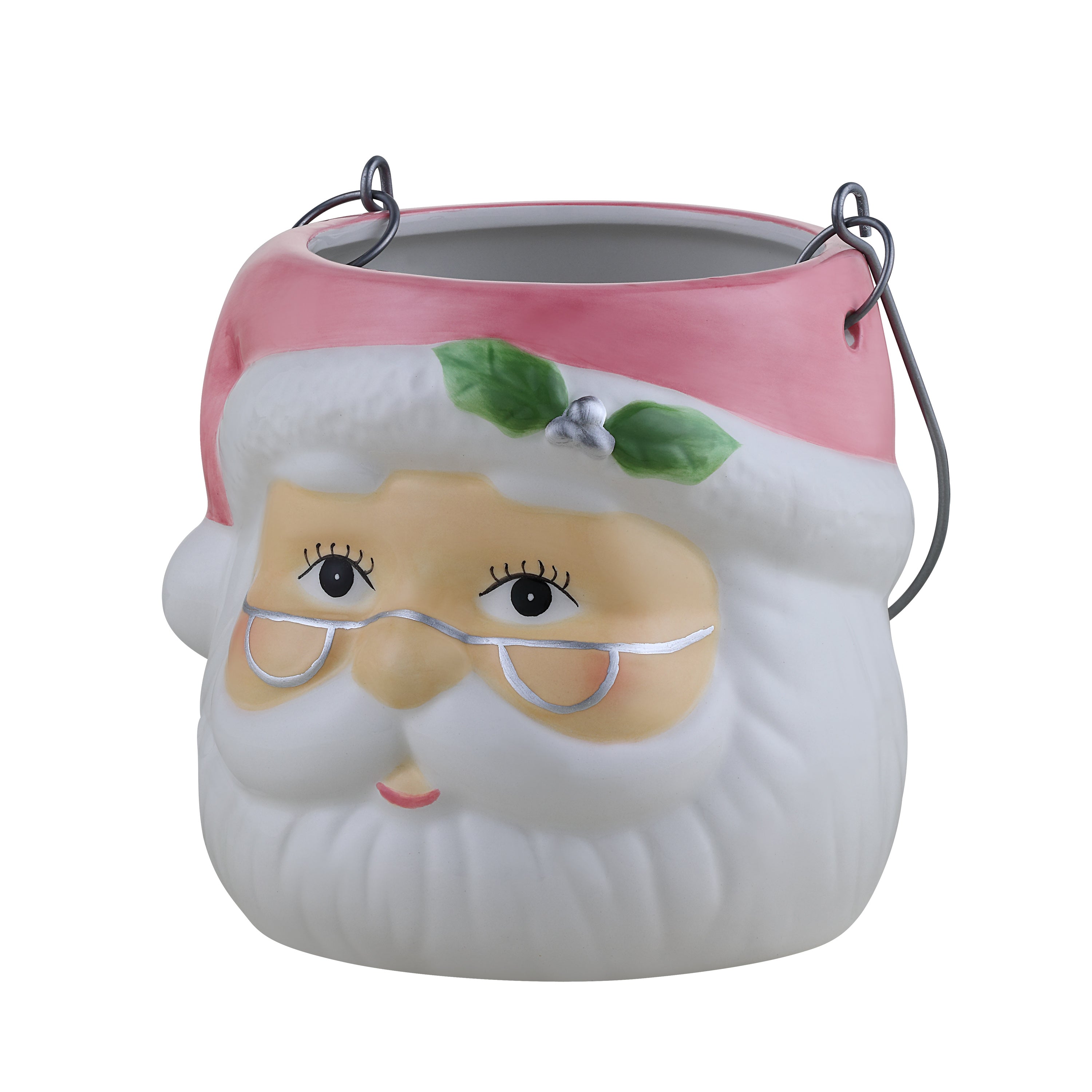 5" Nostalgic Ceramic Container - Pink Santa Claus - Mr. Christmas