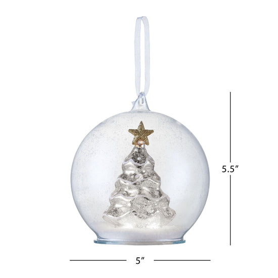 5.5" Mercury Glass Tree Globe Ornament - Silver - Mr. Christmas