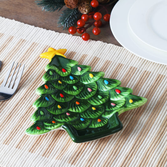 8.75" Set of 4 Ceramic Nostalgic Tree Plates - Mr. Christmas