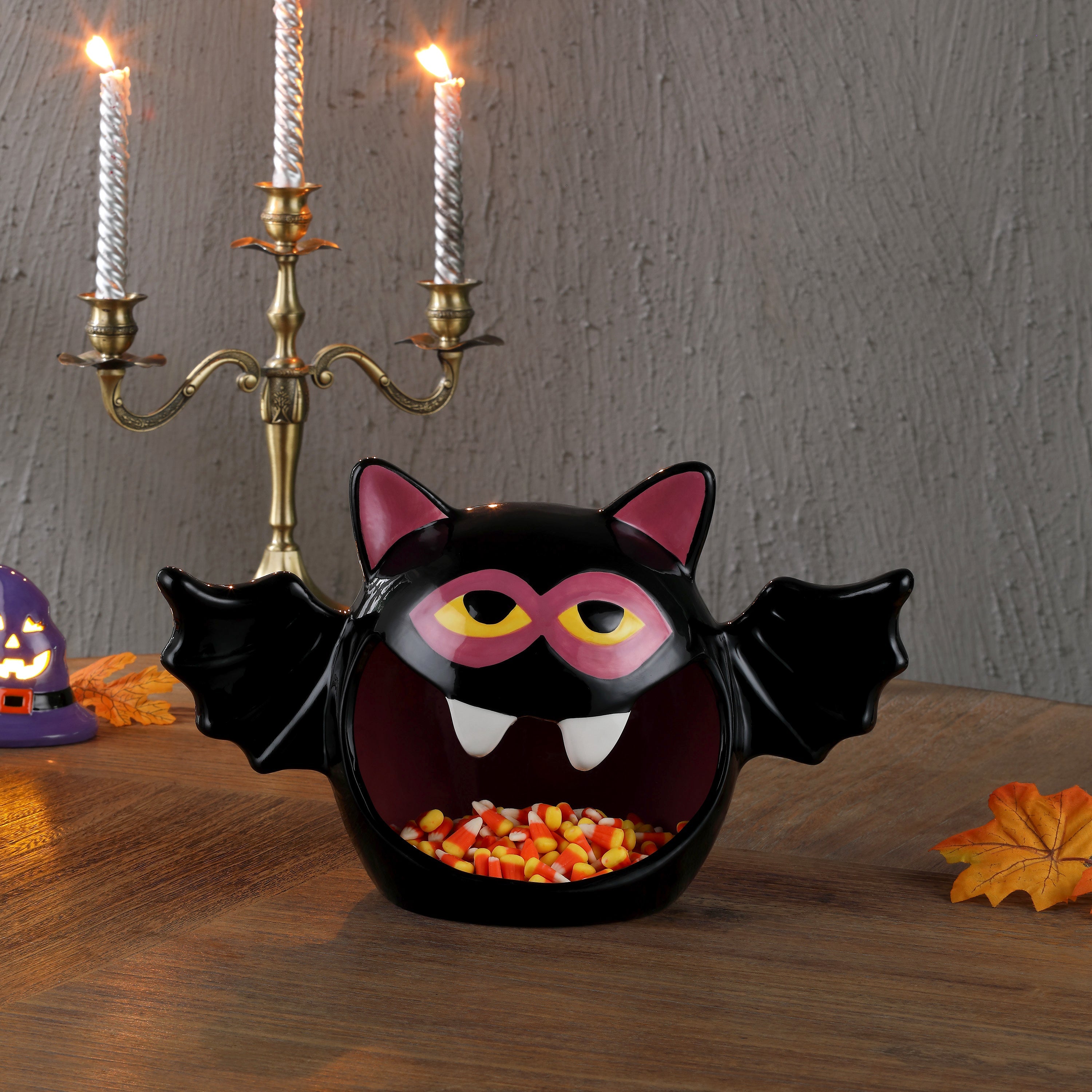 9" Motion Activated Ceramic Bat Candy Bowl - Mr. Christmas
