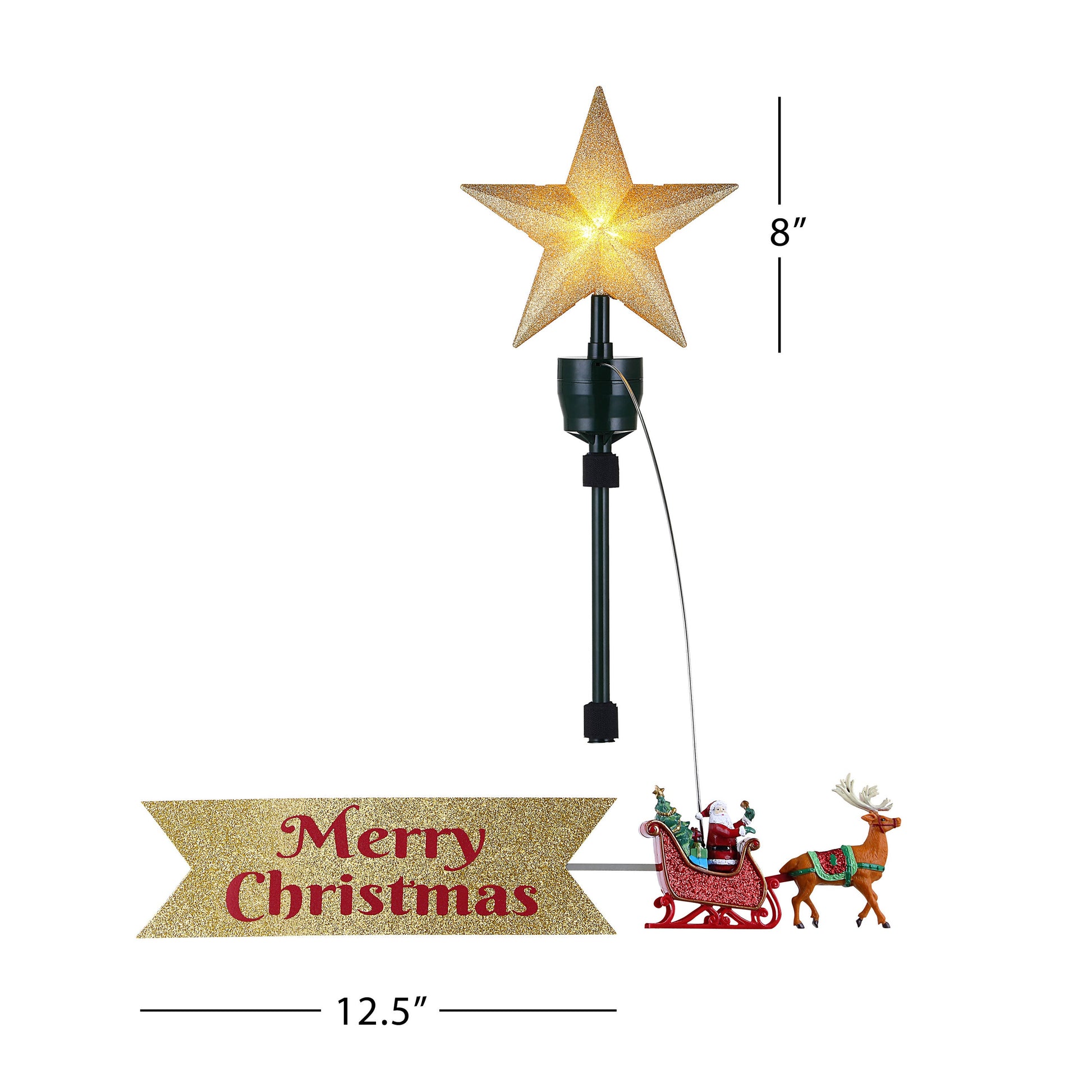 90th Anniversary Collection - Animated Santa's Sleigh Tree Topper with Banner - Mr. Christmas