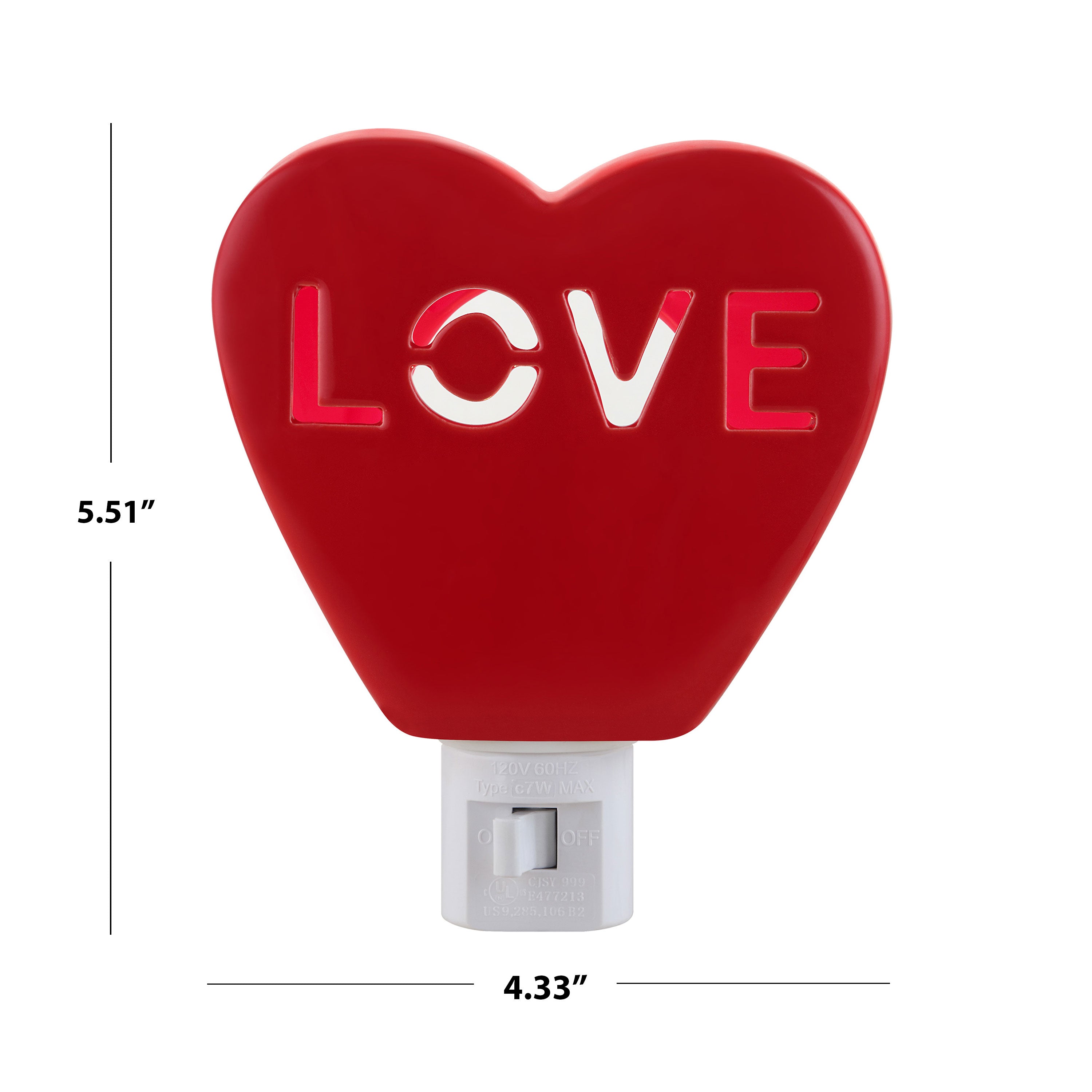 Miss Valentine Ceramic Candy Heart Love Red Nightlight - Mr. Christmas