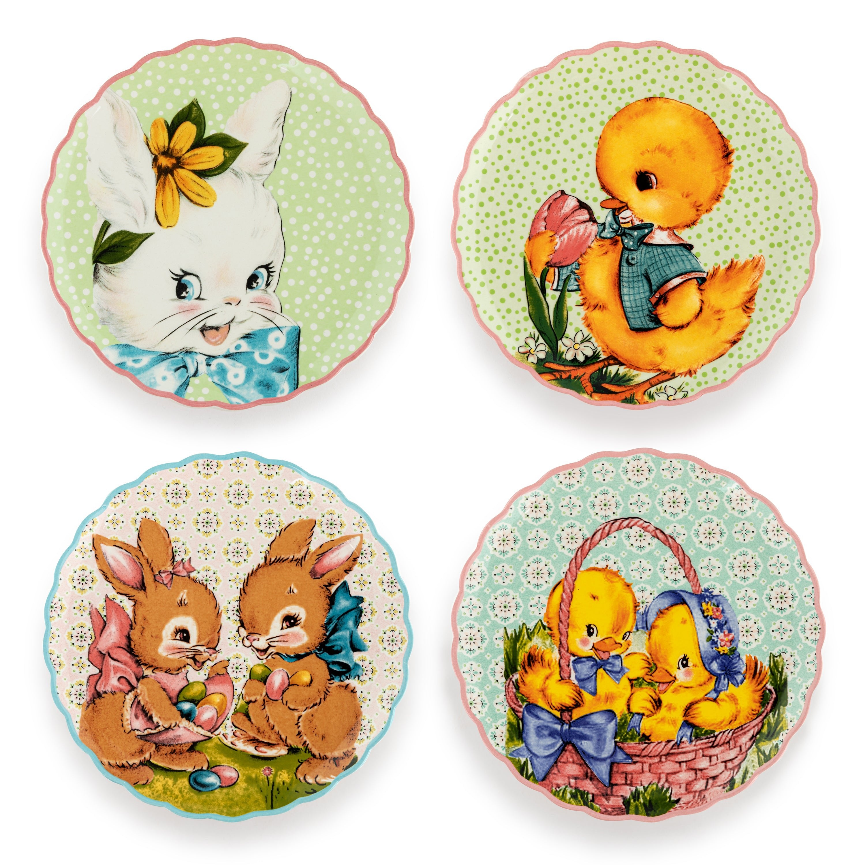 Mr. Cottontail 8" Ceramic Set of 4 Easter Plates - Mr. Christmas