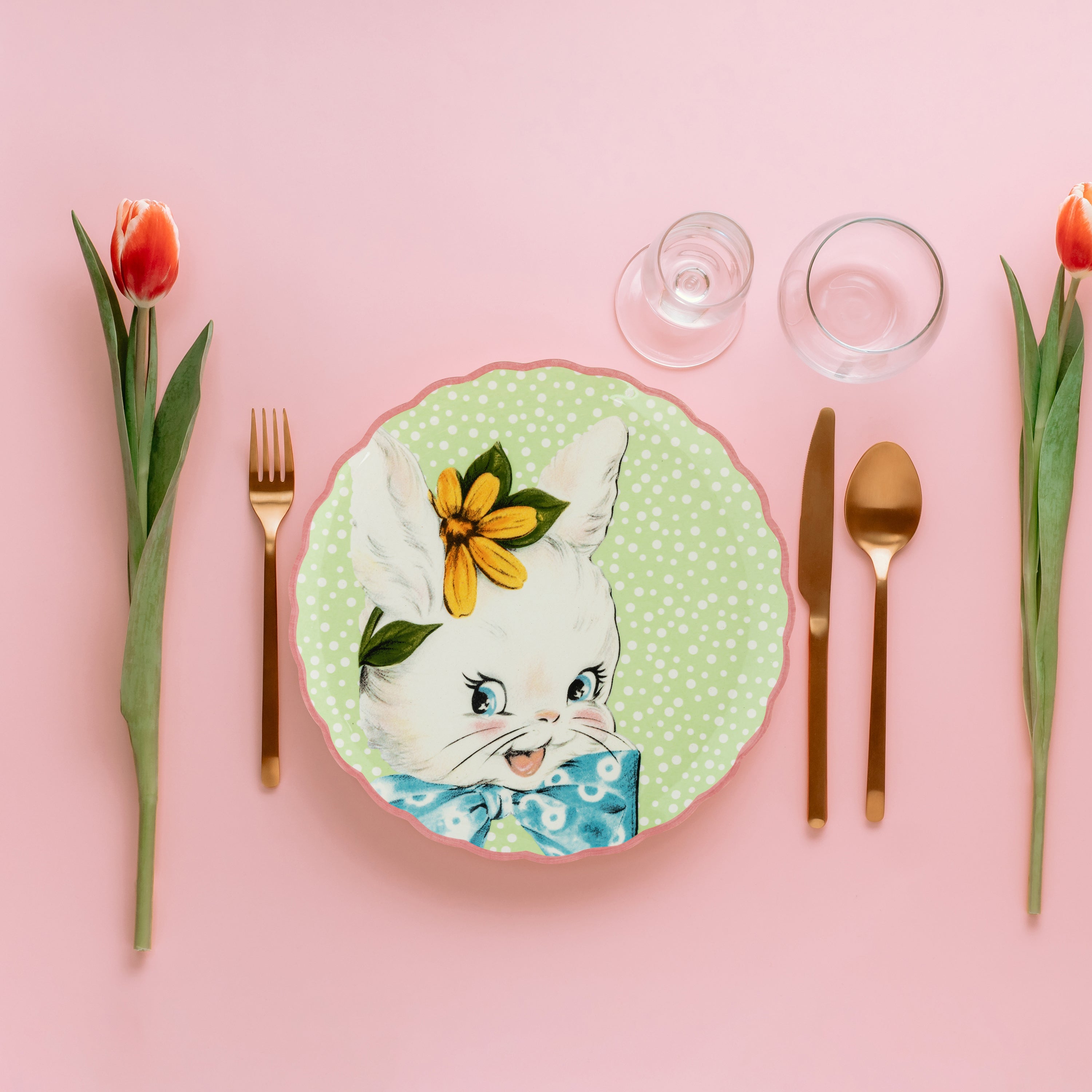 Mr. Cottontail 8" Ceramic Set of 4 Easter Plates - Mr. Christmas