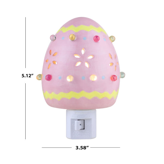 Mr. Cottontail Ceramic Easter Egg Pink Nightlight - Mr. Christmas