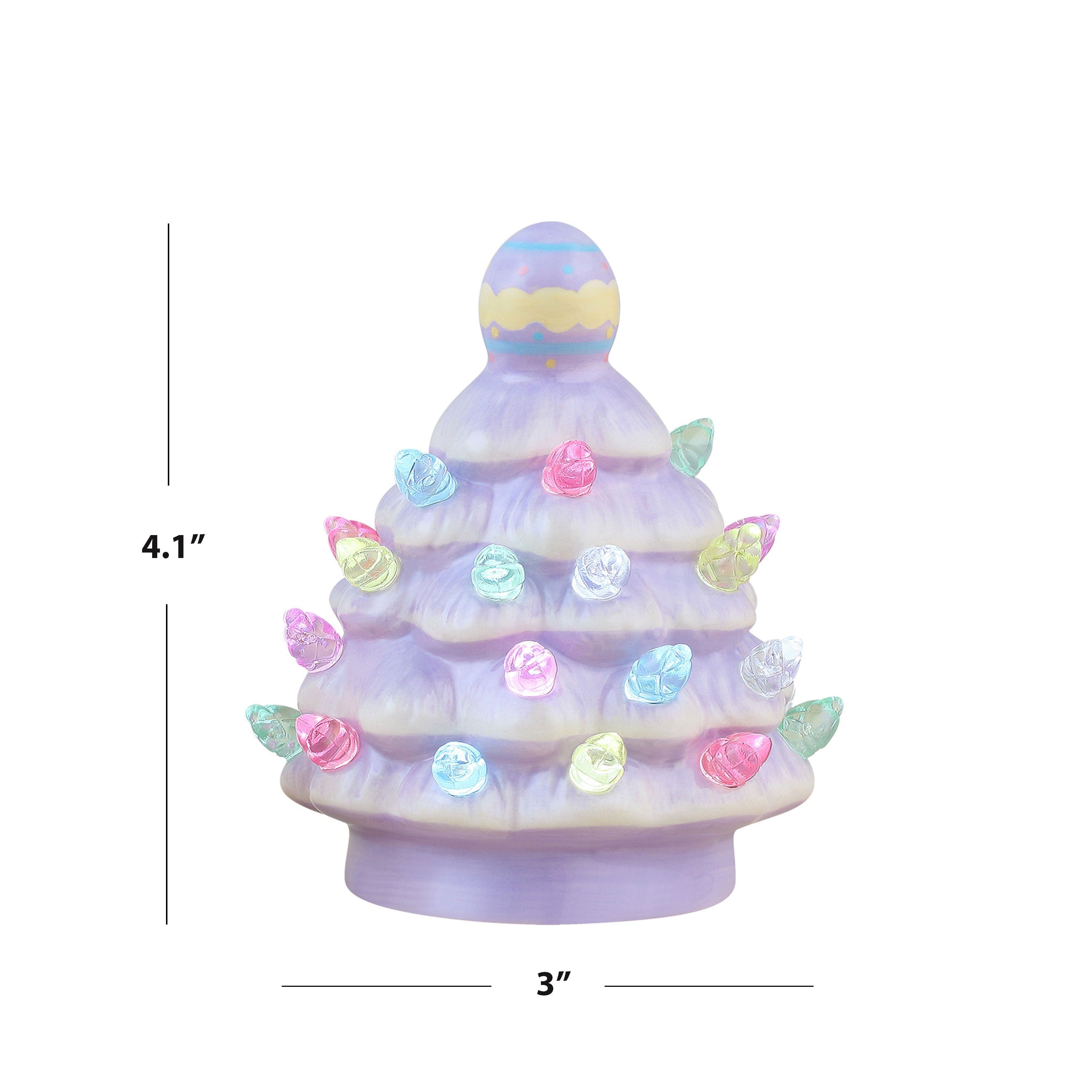 Mr. Cottontail Set of 3 Ceramic 4.1" Miniature Trees with Easter Egg Toppers - Mr. Christmas