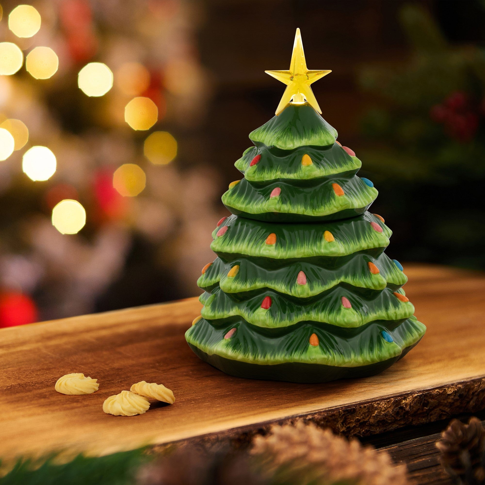 13" Nostalgic Ceramic Lit Tree Cookie Jar