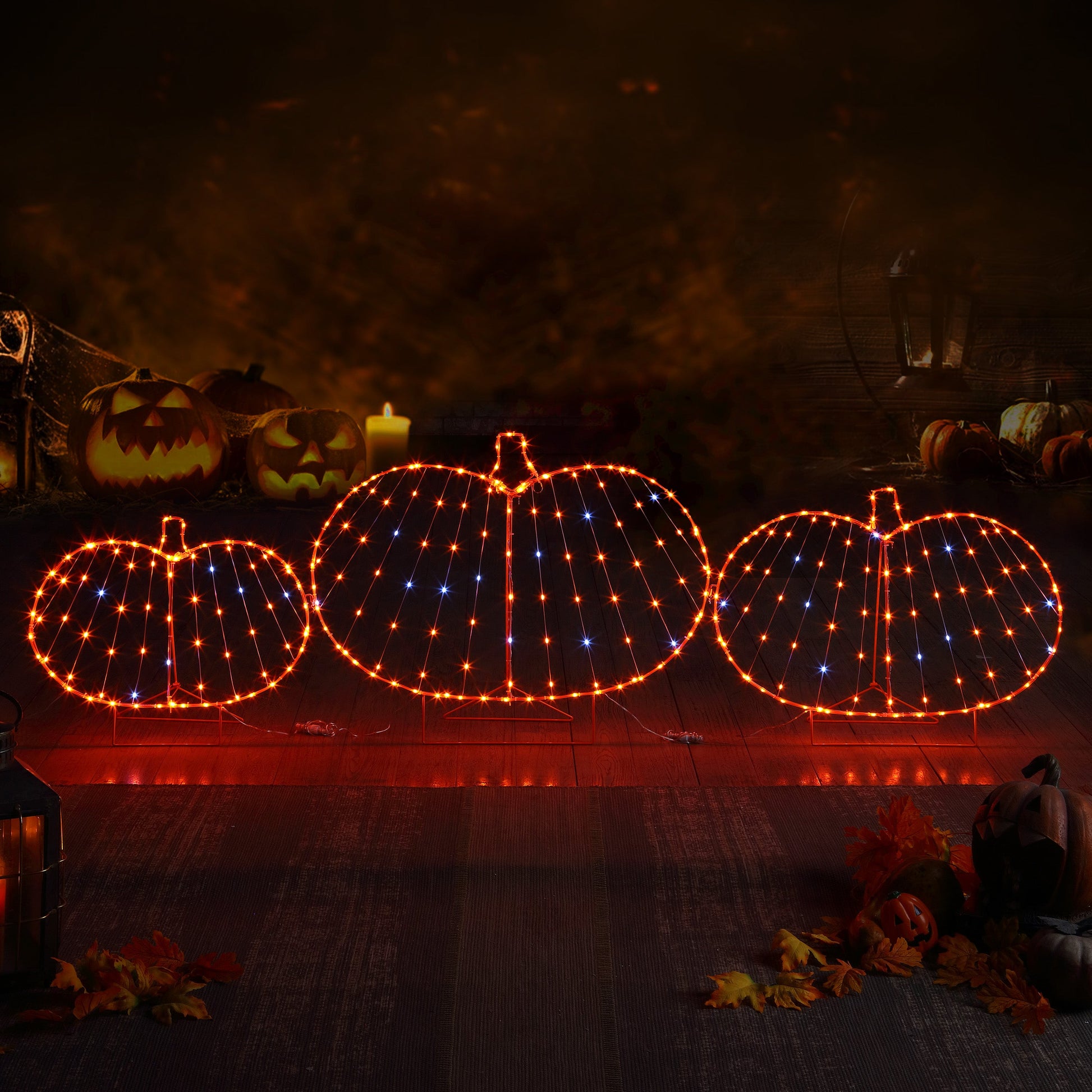 Outdoor Pumpkins w/Lightshow - Mr. Christmas