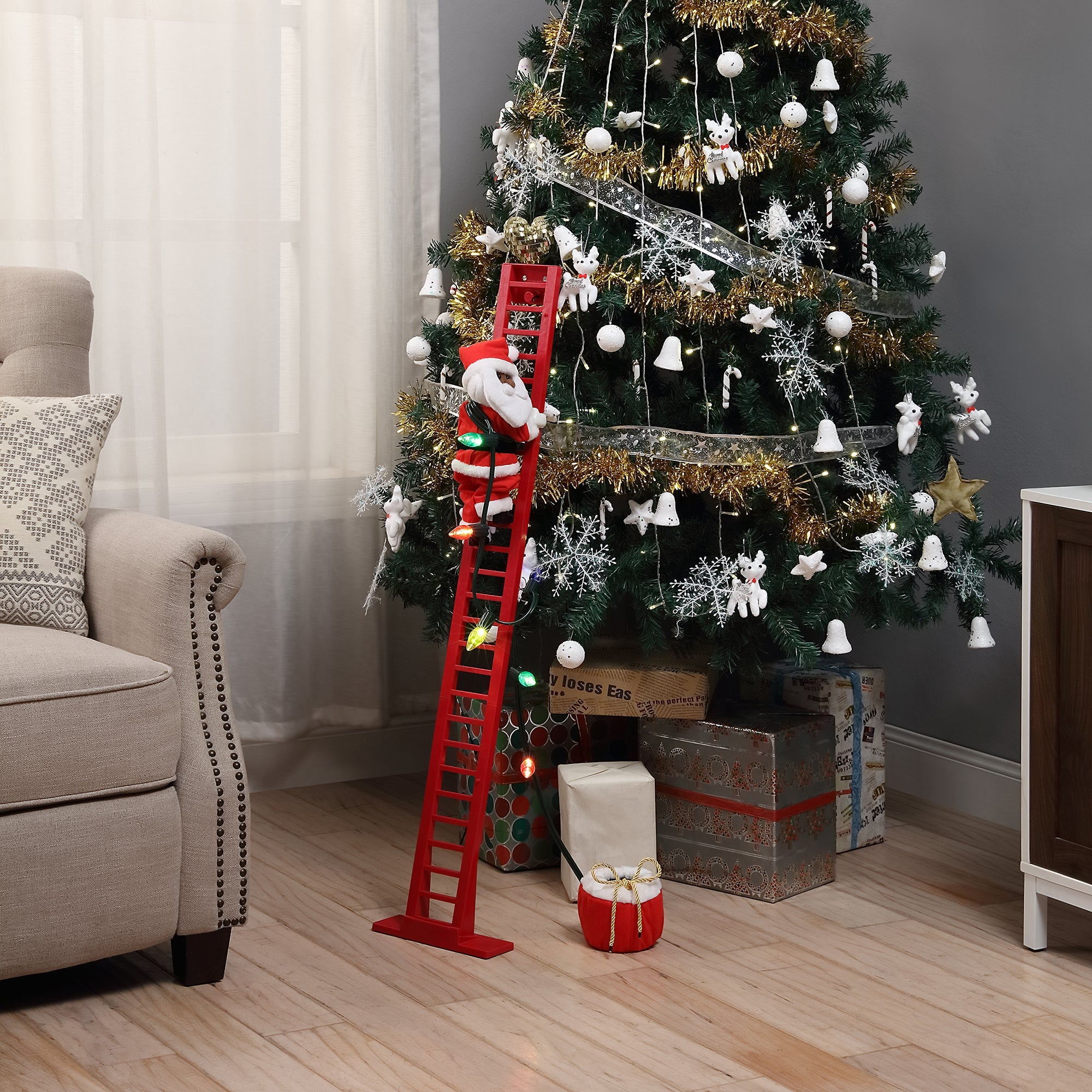 43" Animated Super Climbing Black Santa