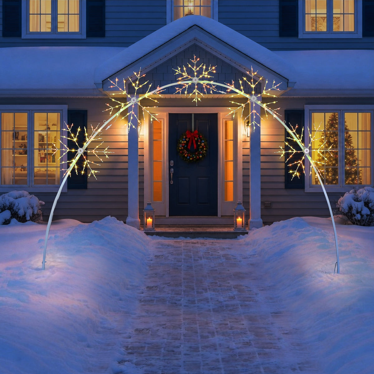 10 ft. Illuminated Snowflake Arch with Lightshow - Mr. Christmas