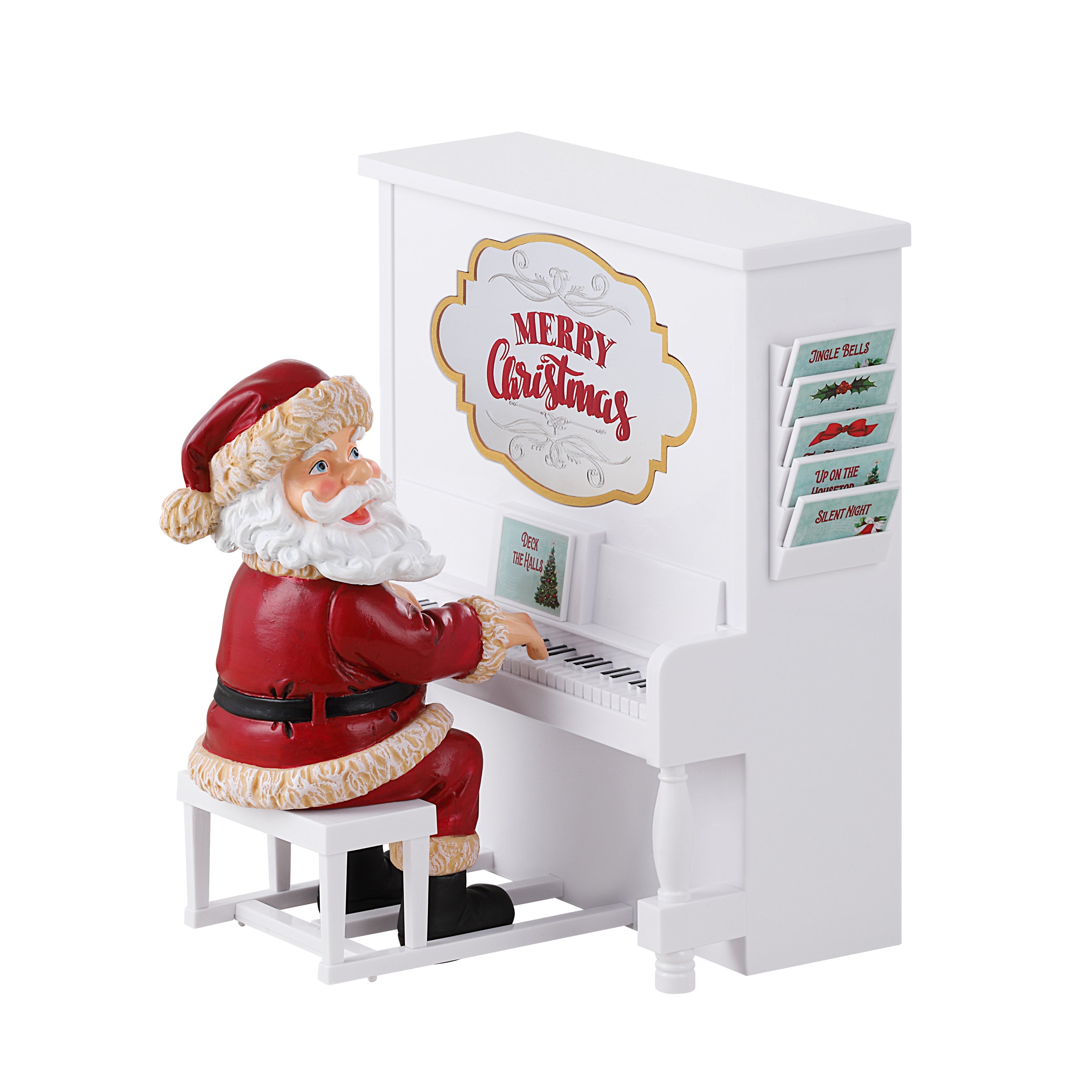 Animated  sing-along with Santa  サンタクロース 10 in. Animated Sing Along Santa with White Piano – Mr. Christmas
