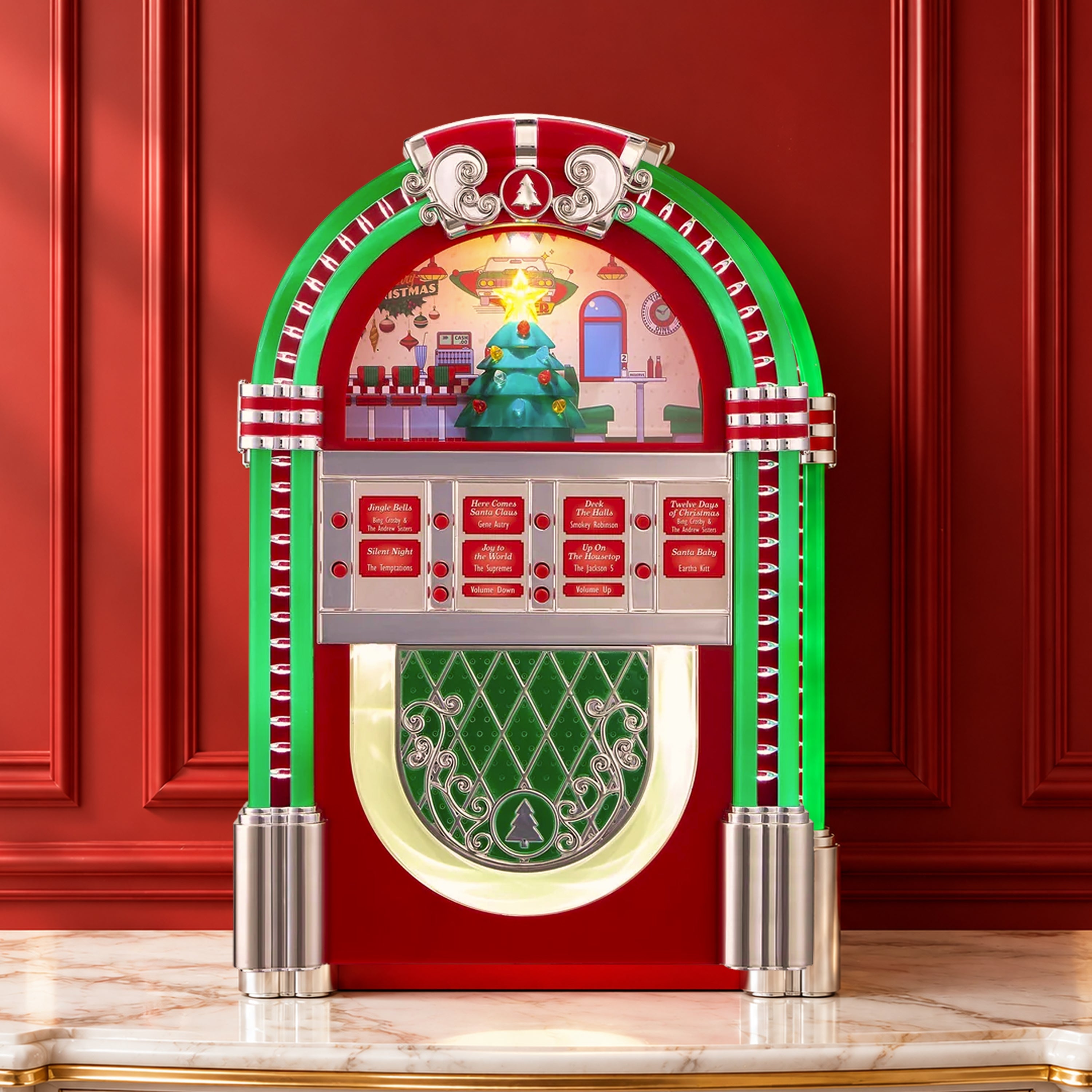 10 in. Retro Rock-O-Rama Jukebox - Red – Mr. Christmas