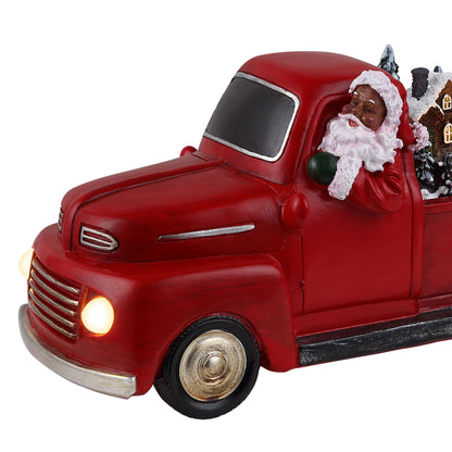 11 in. Animated Nostalgic Red Truck - Black Santa - Mr. Christmas