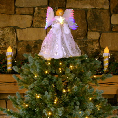 12 in. Fiber - Optic Animated Tree Topper - White Angel - Mr. Christmas