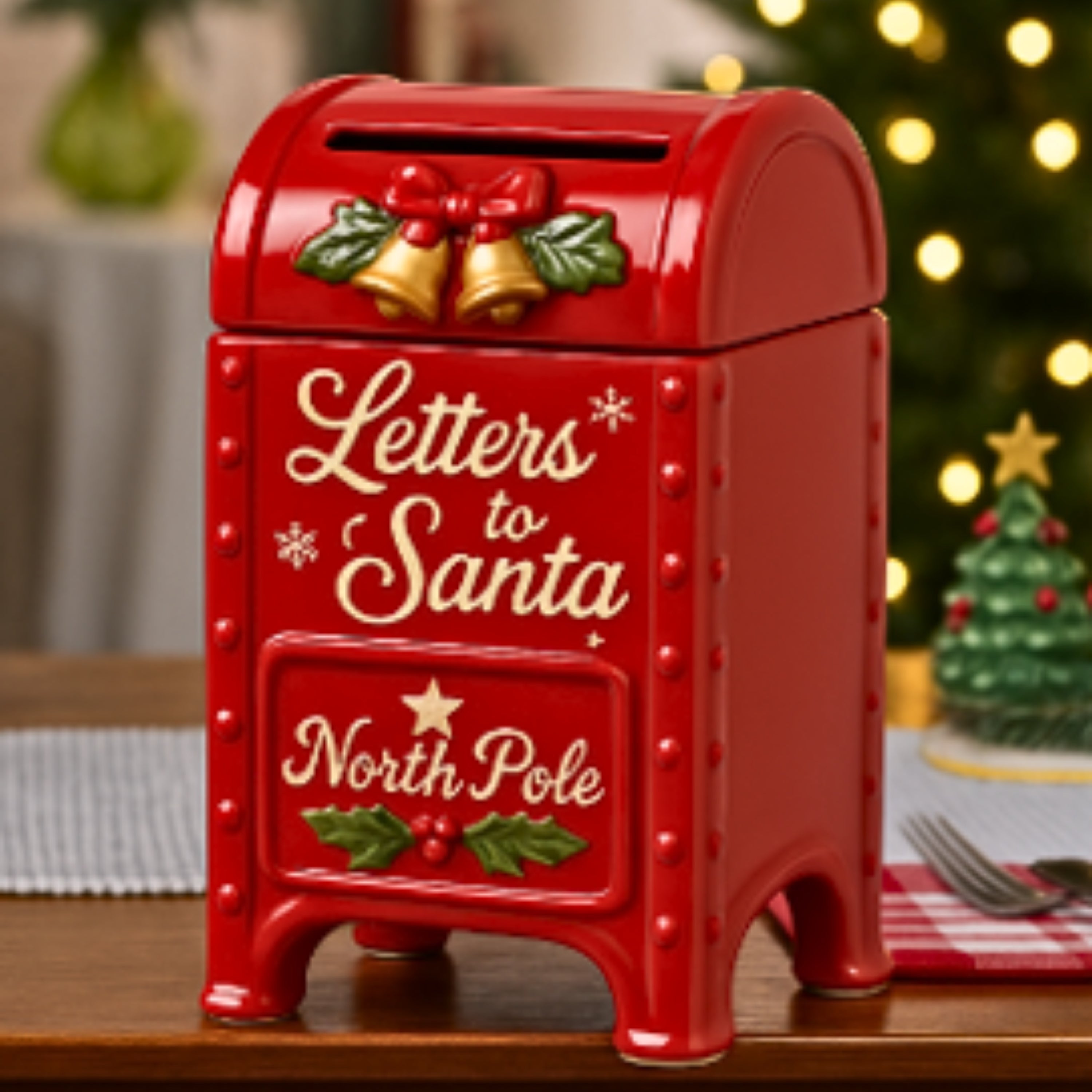 12 in. Letters to Santa North Pole Mailbox Cookie Jar - Mr. Christmas