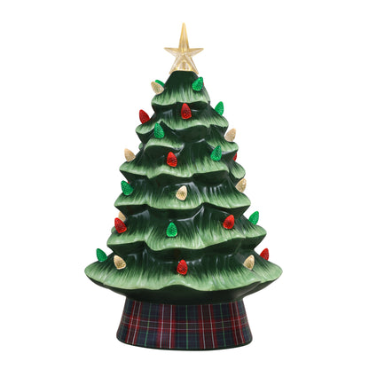 12" Nostalgic Ceramic Tree with Plaid Base - Mr. Christmas