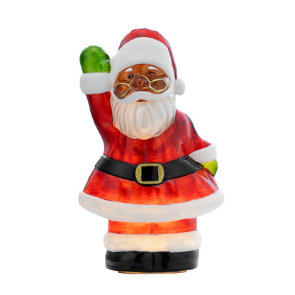 12" Vintage Illuminated Mercury Glass Figurine - Black Santa - Mr. Christmas