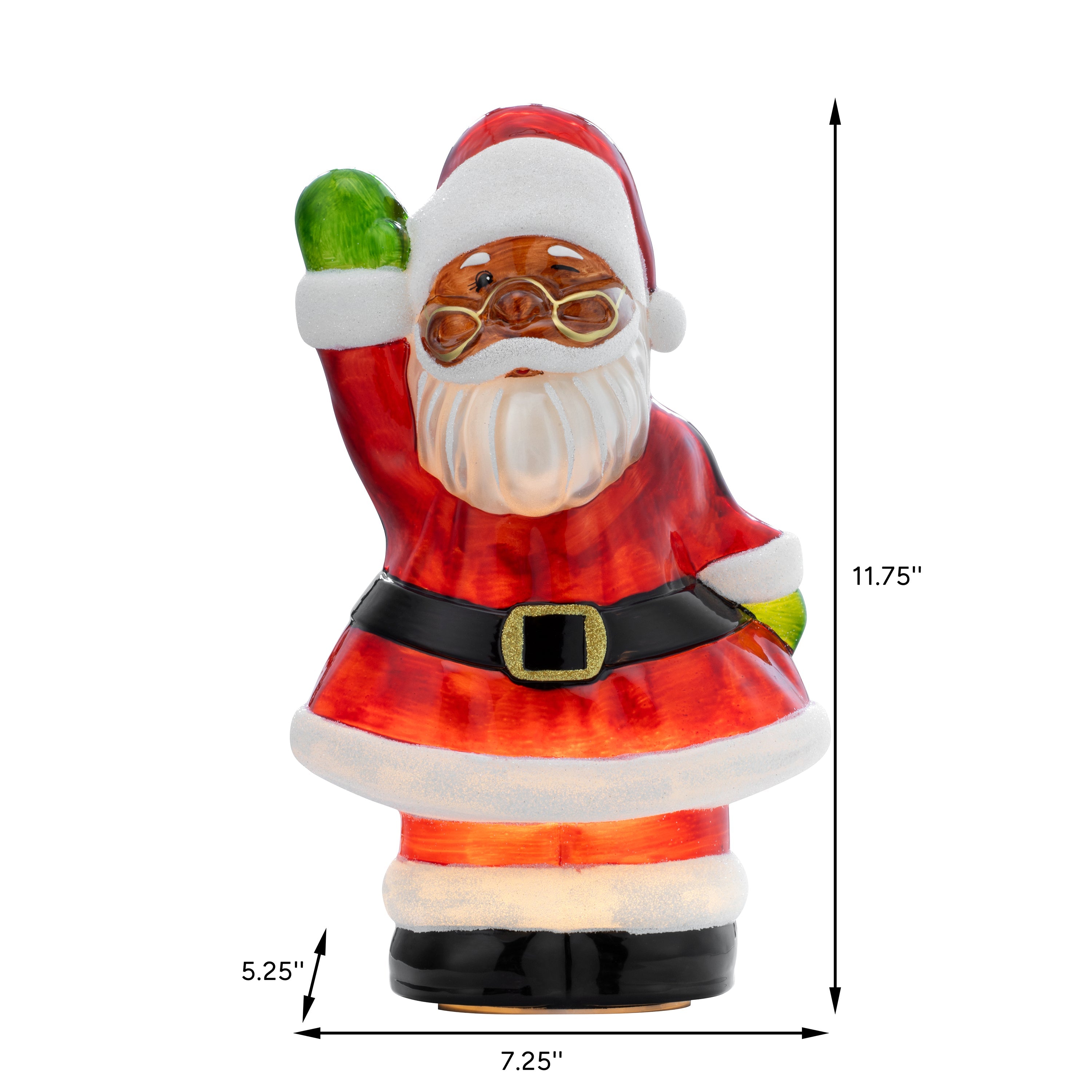 12 in. Vintage Illuminated Mercury Glass Figurine - Black Santa