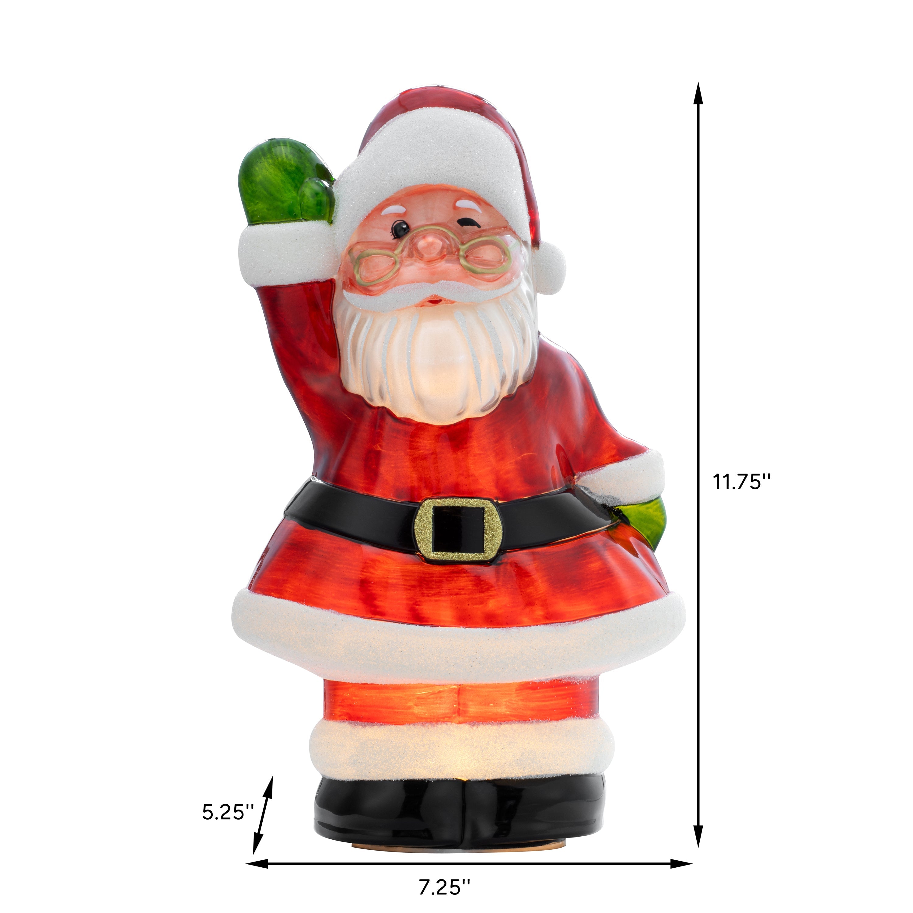 12" Vintage Illuminated Mercury Glass Figurine - Santa - Mr. Christmas