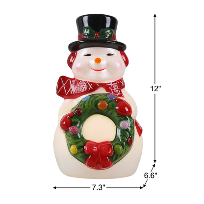 12 in. Nostalgic Lit Blow Mold Figure - Snowman