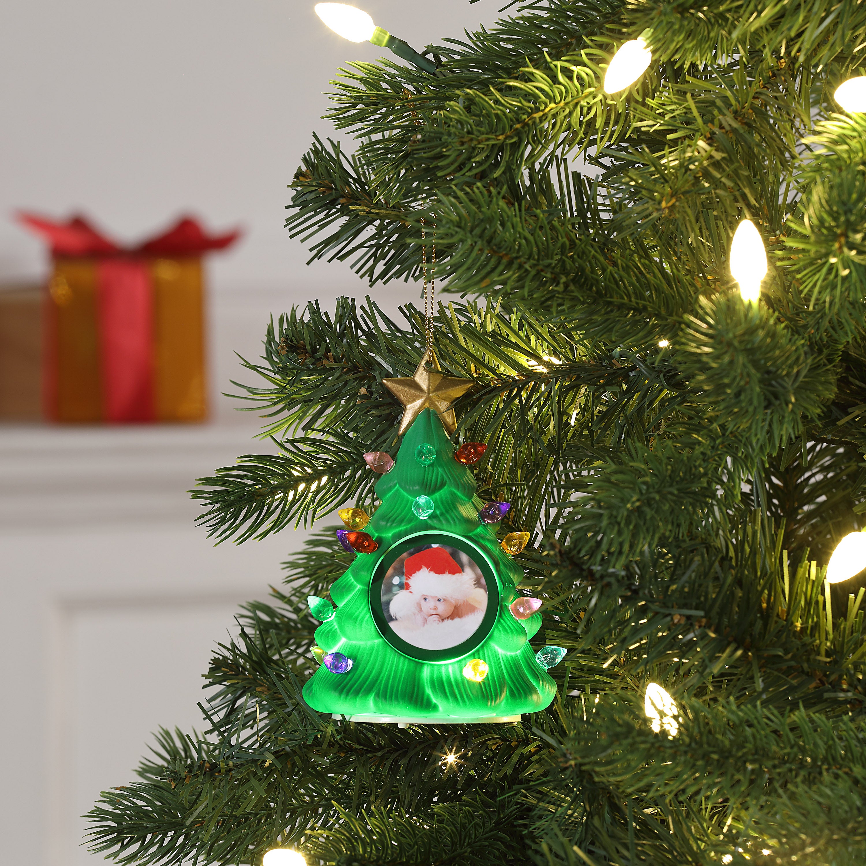 Recordable Nostalgic Tree Photo Frame Ornament - Green