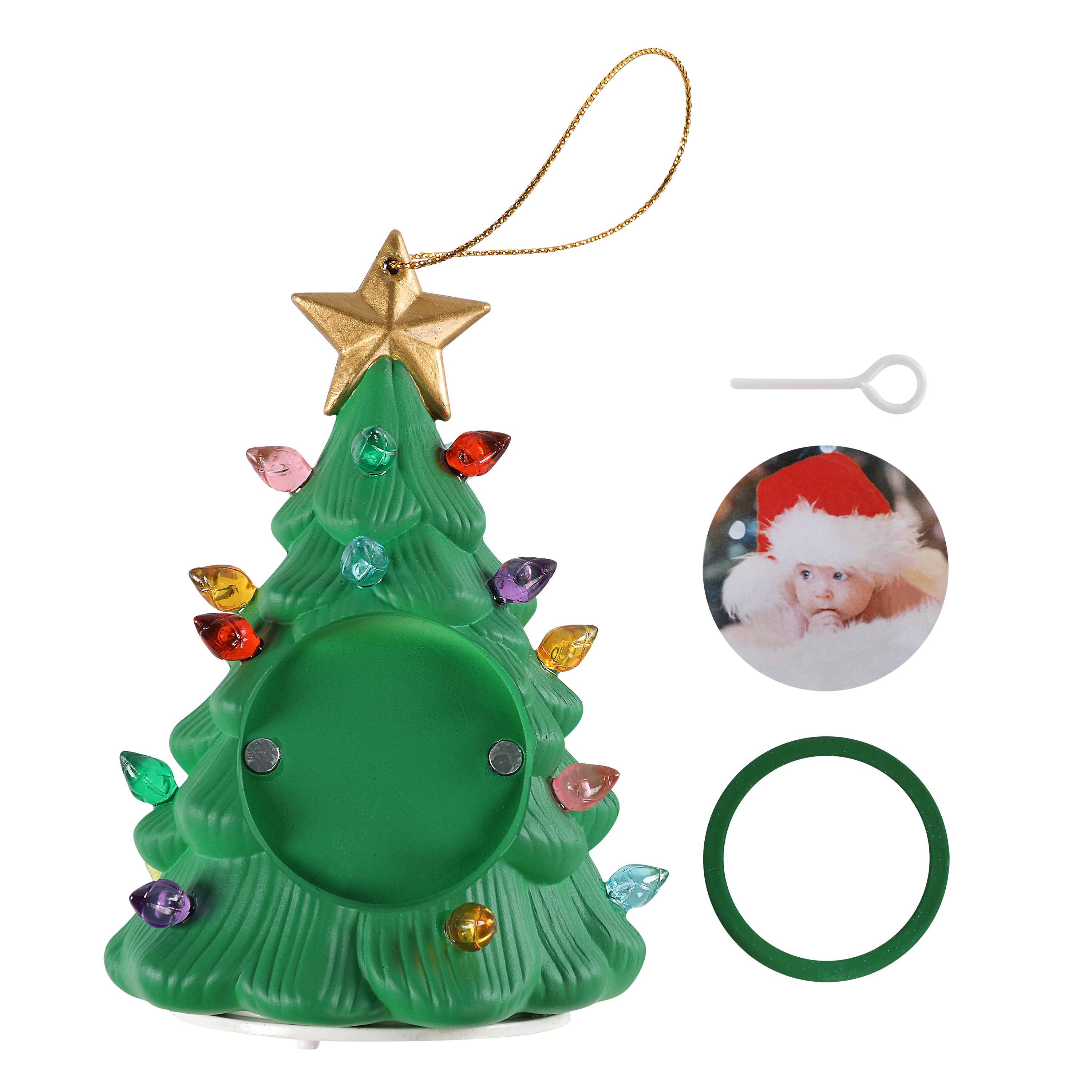 Recordable Nostalgic Tree Photo Frame Ornament - Green