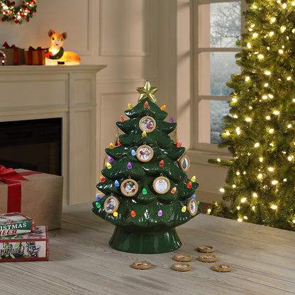 15 in. Family Photo Nostalgic Ceramic Tree in top of a table with a festive background