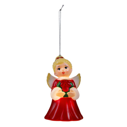 5 in. Set of 12 Blow Mold Character Ornaments - Santa & Angel