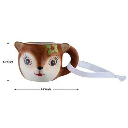 Decorative mug shaped like a reindeer with white background