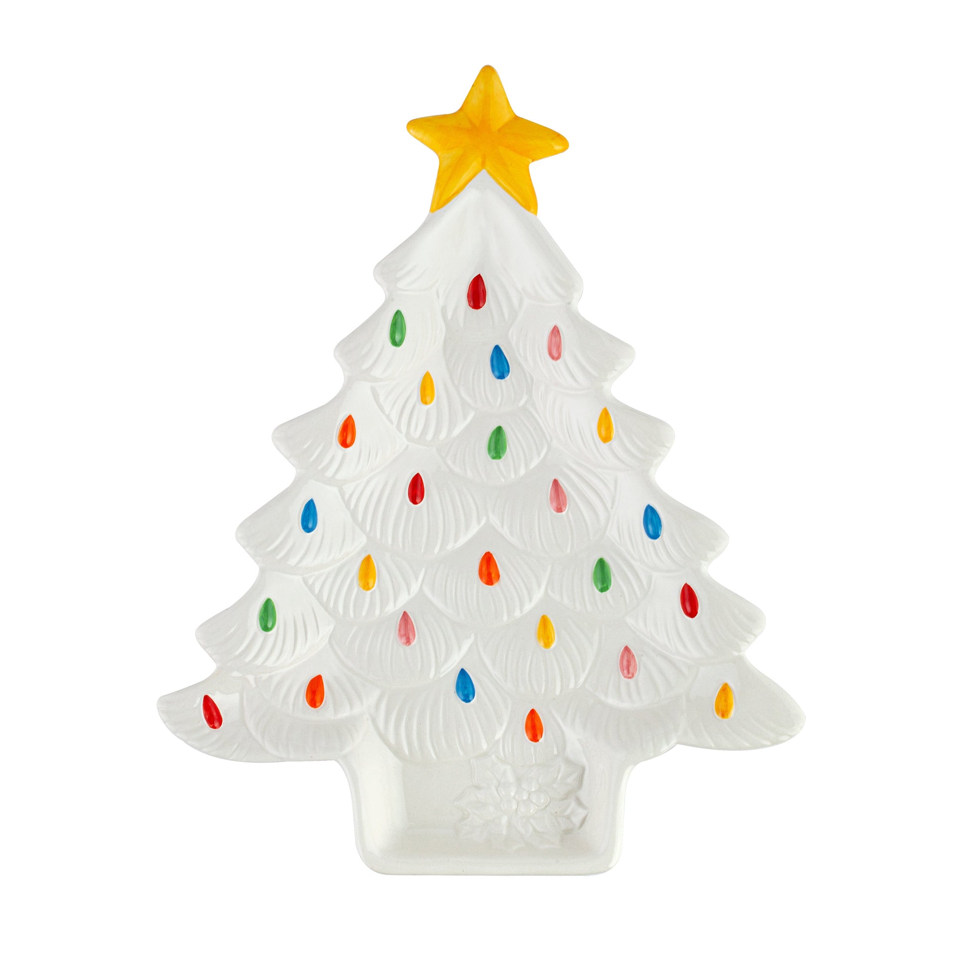 14" Ceramic Nostalgic Tree Platter - White - Mr. Christmas