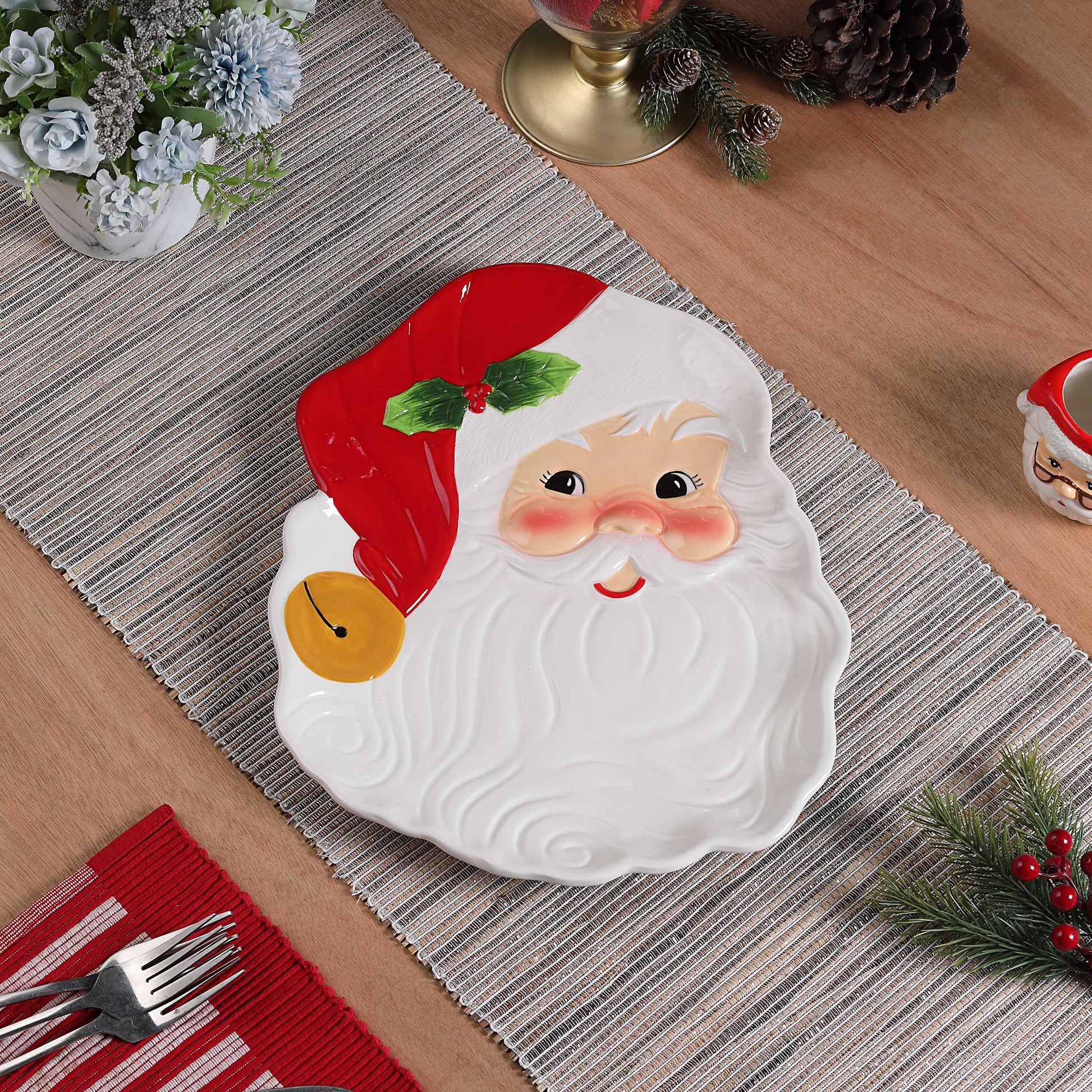 14 in. Ceramic Serving Platter - Santa - Mr. Christmas