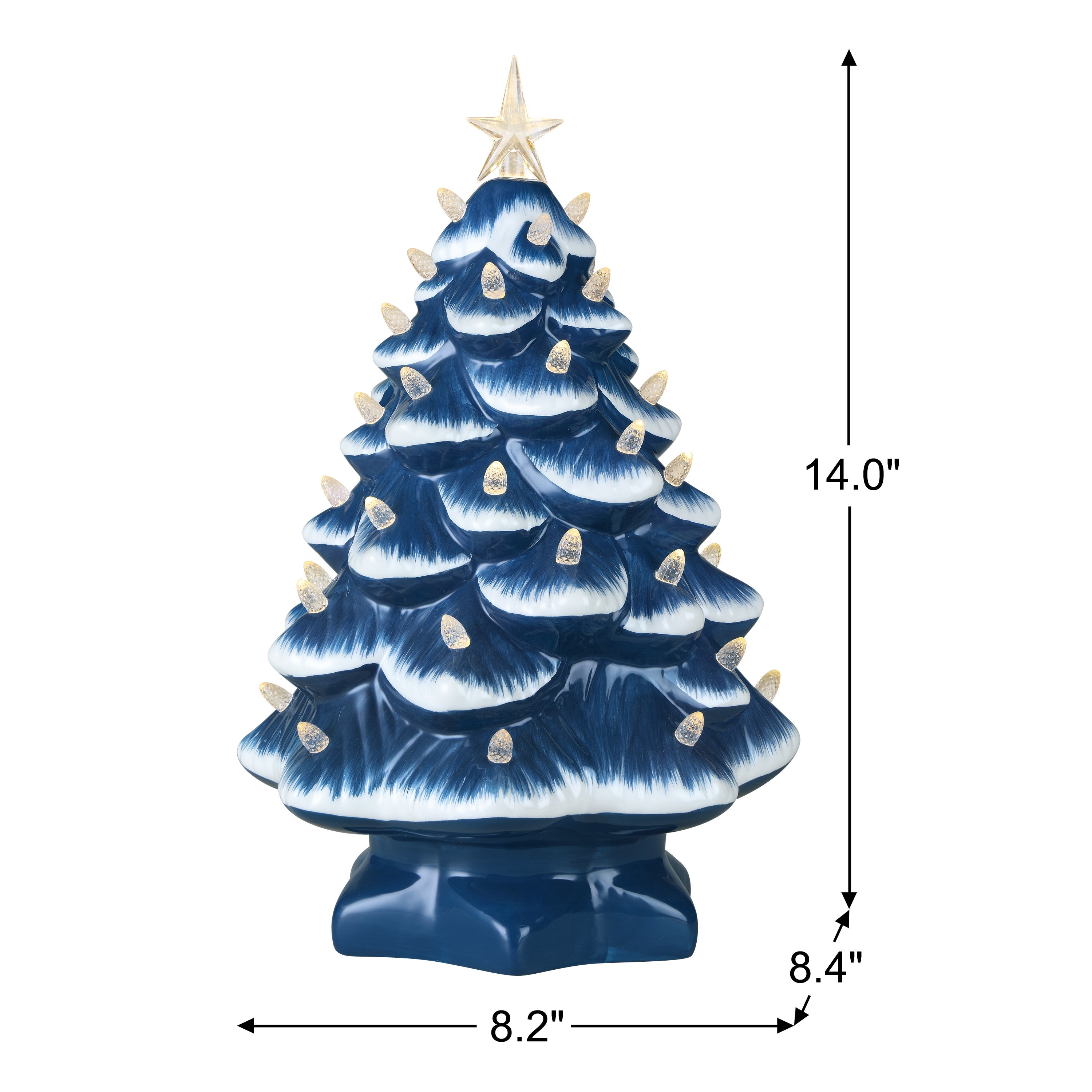 14 in. Ceramic Tree - Country Blue Clear - Mr. Christmas