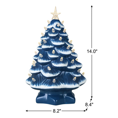 14 in. Ceramic Tree - Country Blue Clear - Mr. Christmas