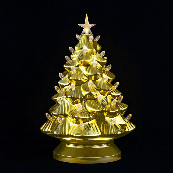 14 in. Shatterproof Nostalgic Tree - Gold - Mr. Christmas