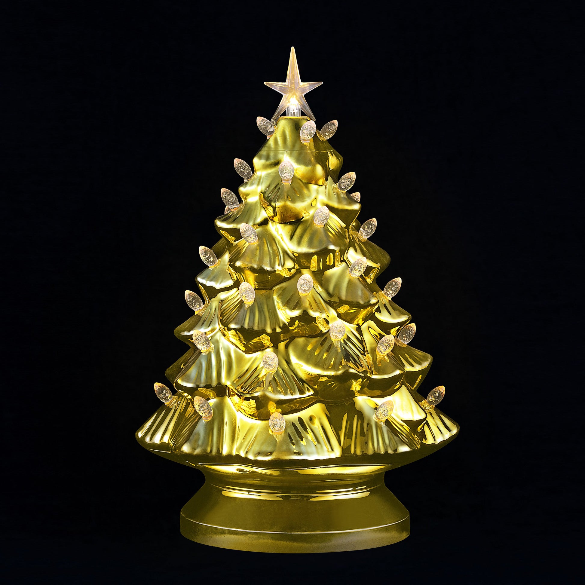 14 in. Shatterproof Nostalgic Tree - Gold - Mr. Christmas