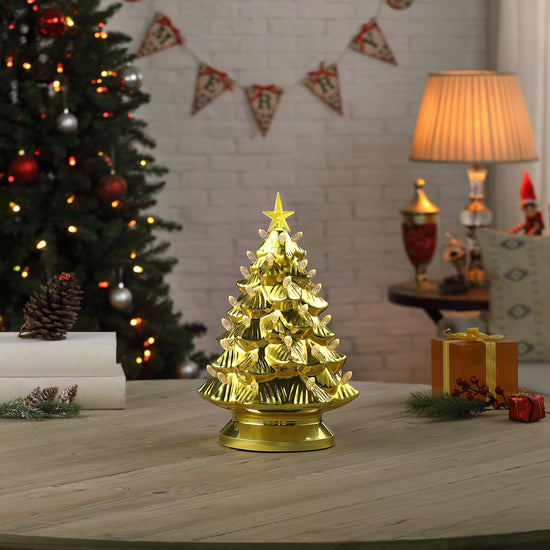 14 in. Shatterproof Nostalgic Tree - Gold - Mr. Christmas