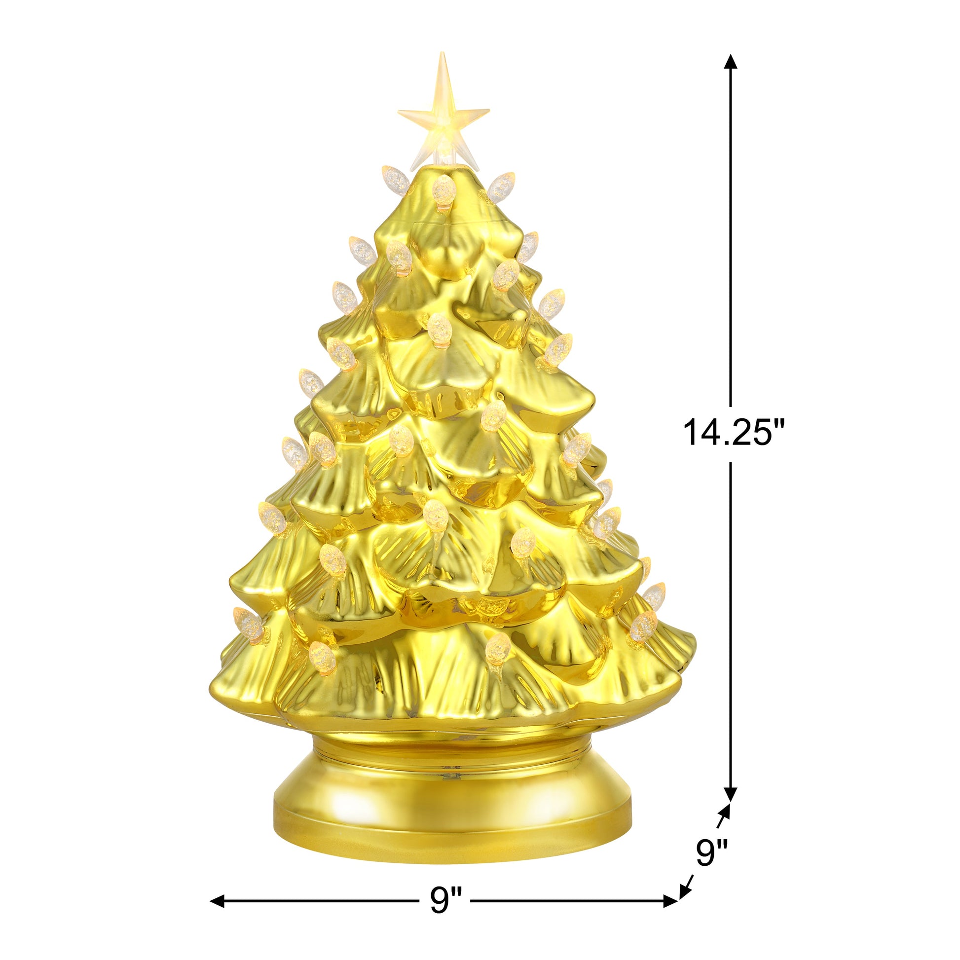 14 in. Shatterproof Nostalgic Tree - Gold - Mr. Christmas