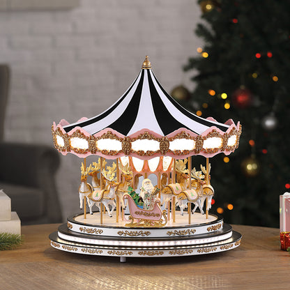 17 in. Deluxe Christmas Carousel - Black & White
