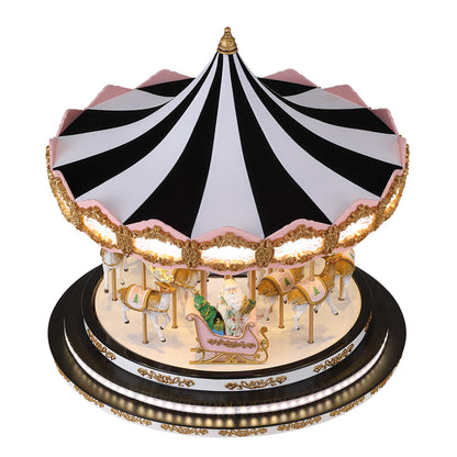 17 in. Deluxe Christmas Carousel - Black & White