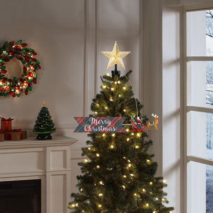 Animated Tree Topper-Santa Sleigh with Plaid Banner