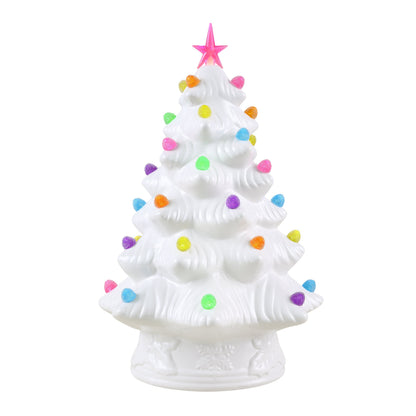 15 in. Nostalgic Ceramic Tree with Gumdrops - White - Mr. Christmas