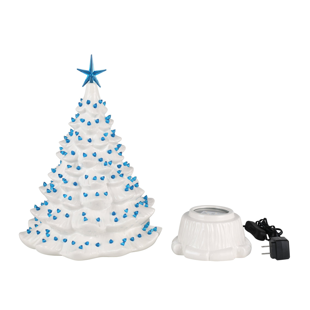 16 in. Vintage Legacy Tree - White with Blue Bulbs - Mr. Christmas