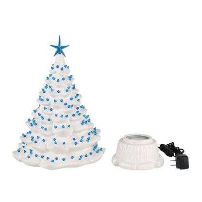 16 in. Vintage Legacy Tree - White with Blue Bulbs - Mr. Christmas
