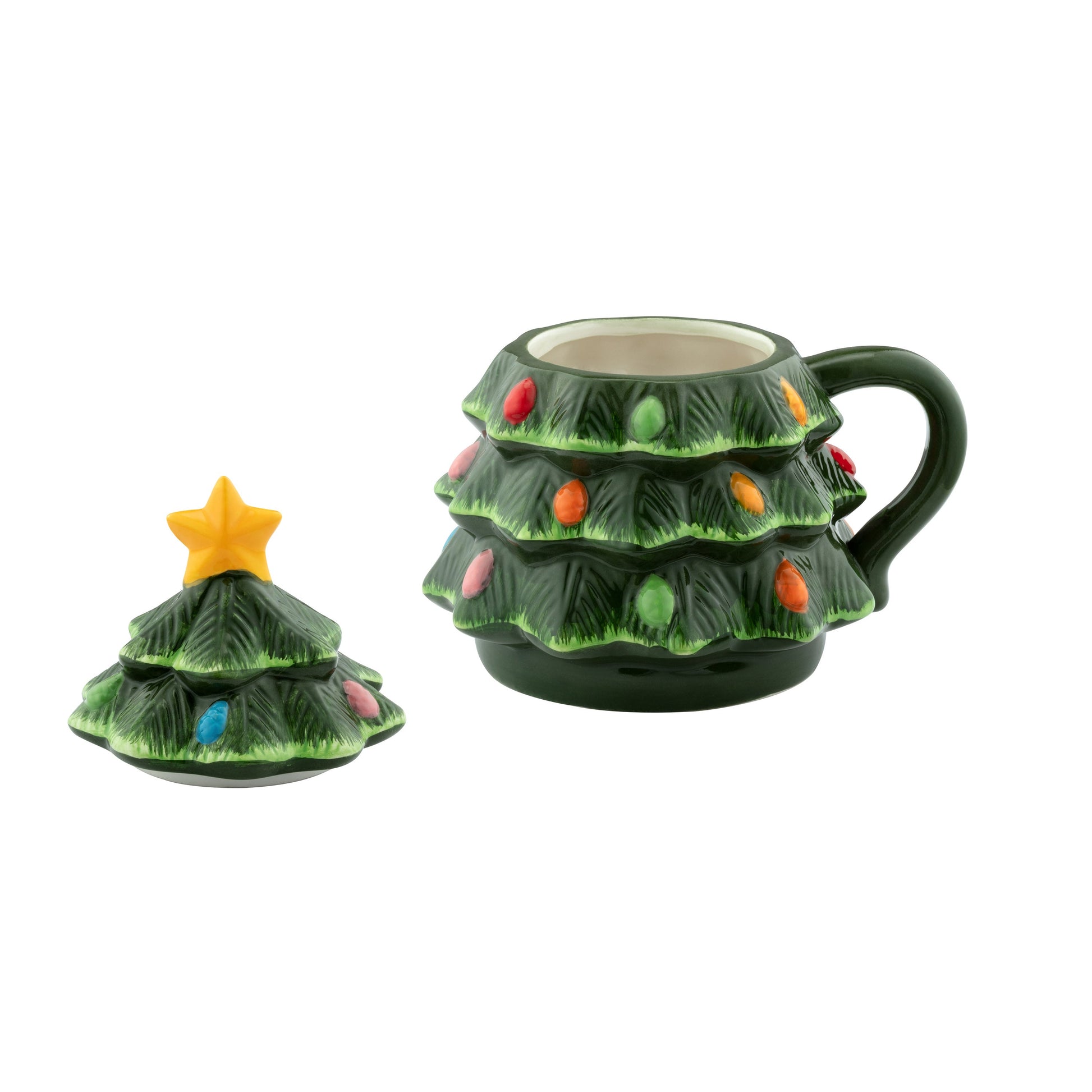 16 oz. Nostalgic Ceramic Tree Lidded Mug - Green - Mr. Christmas