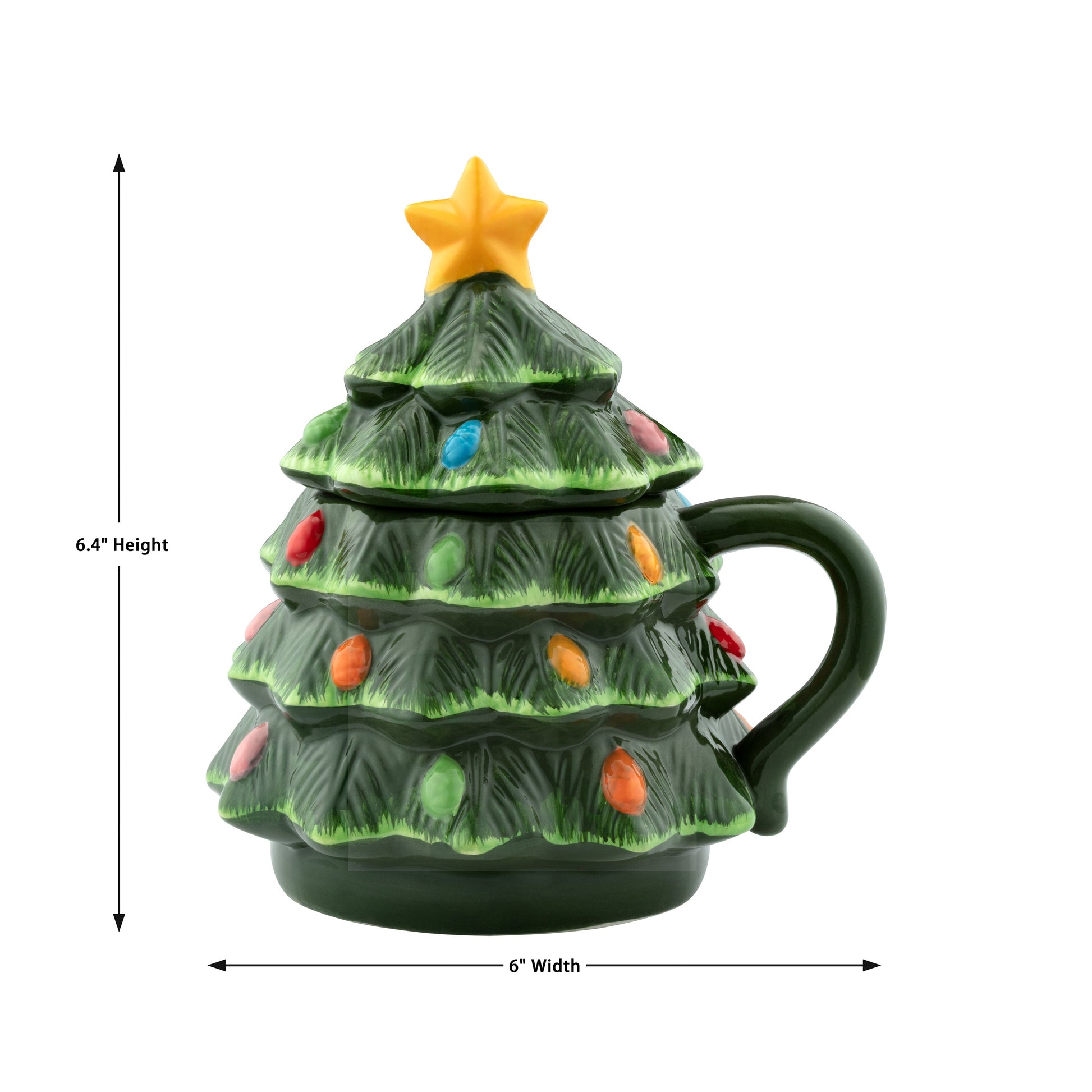 16 oz. Nostalgic Ceramic Tree Lidded Mug - Green - Mr. Christmas