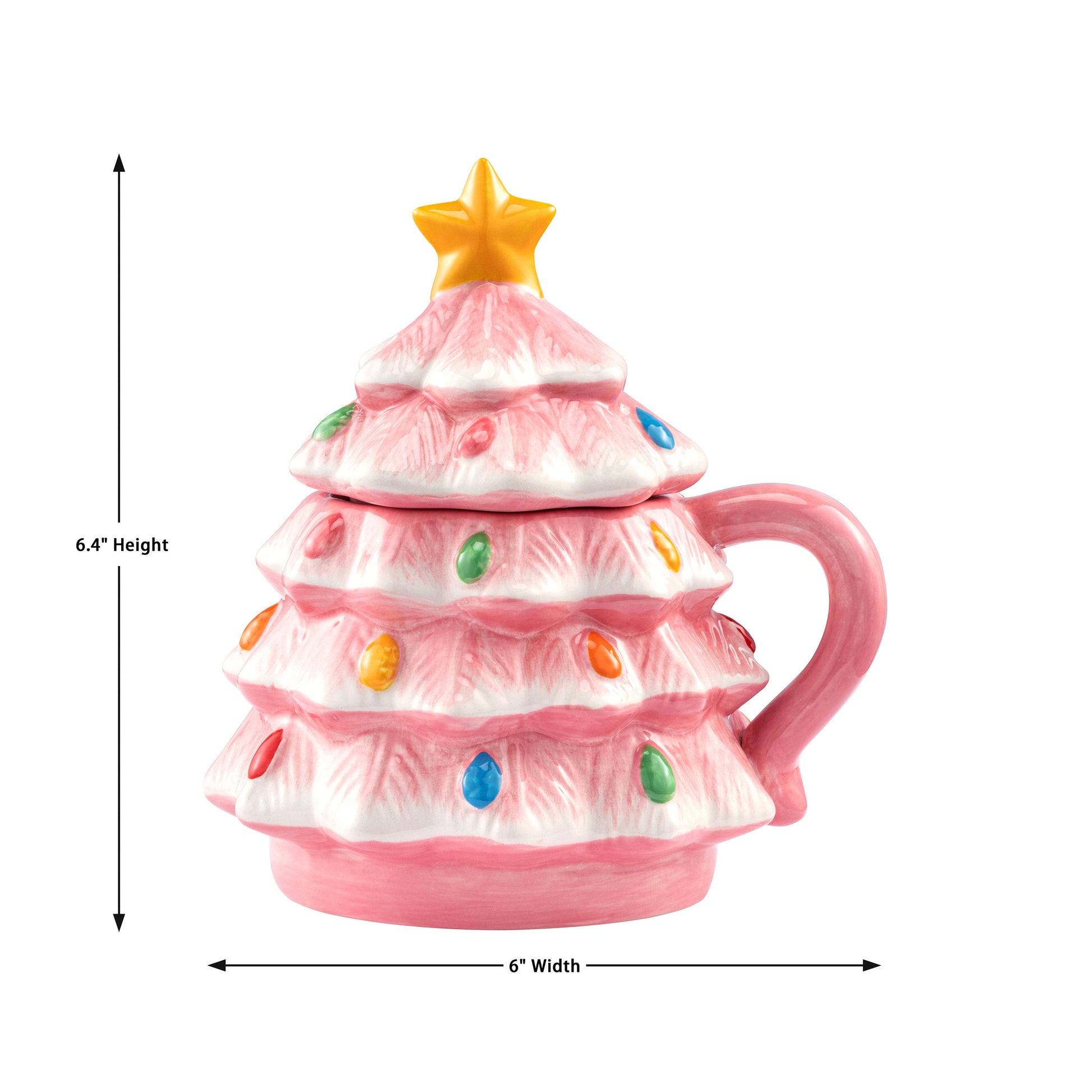 16 oz. Nostalgic Ceramic Tree Lidded Mug - Pink - Mr. Christmas