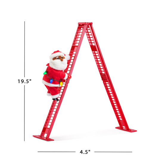17" Animated Tabletop Climbing Black Santa - Mr. Christmas